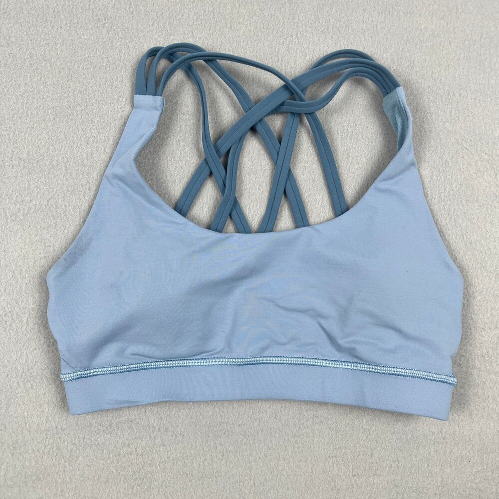 Lululemon Energy Bra Peek Luxtreme Blue Strappy Yoga Sports Bra Women's 4